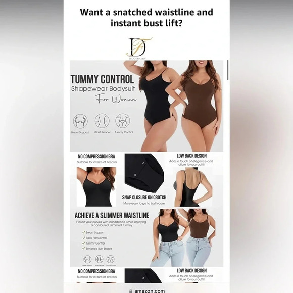 Shapewear Bodysuit for Women VIRAL DAZZLE FAIRY thongTummy Control Low seamless - Picture 13 of 14